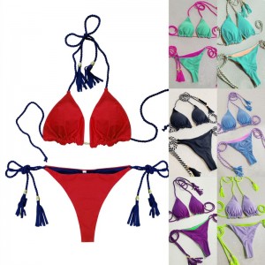 Sexy zwei - Stück Bikini für heiße Mädchen. Dreieckstil, doppelt - Seite Farbe - Blockierung. Beach Bikini Badeanzug, drei - Punktstil 8826 Preis:$79,99