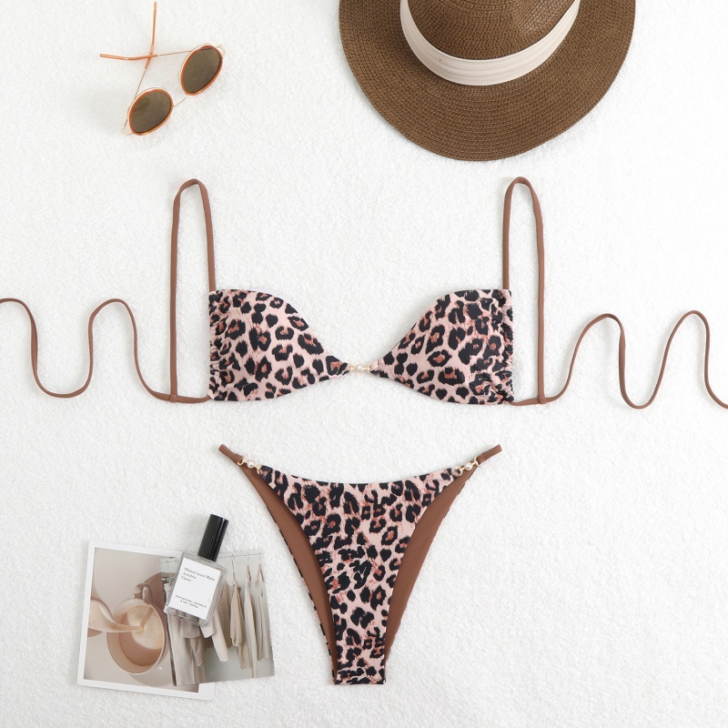 Sexy Leopard Print Halter Bikini Swimsuit für Frauen und strahlt ein Gefühl von Luxus aus. Geeignet für den Strand und die heißen Quellen. Über-Grenze Badeanzug Artikel QT25055 Preis:$79,99