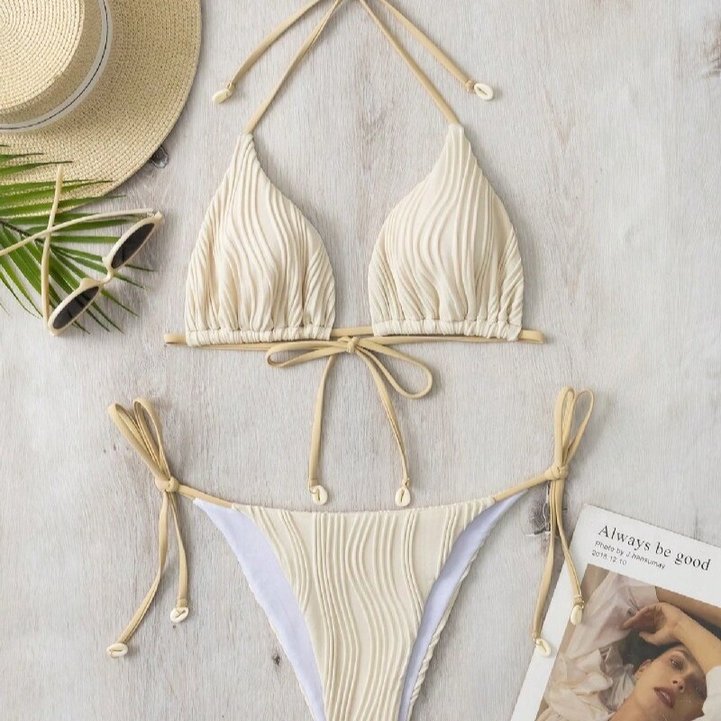 2025 Europäischer und amerikanischer Außenhandel Solid-Farbgeschnüre zwei-Stück sexy Bikini für Frauen, drei-Stück Badeanzug für heiße Mädchen 8940 Preis:$79,99