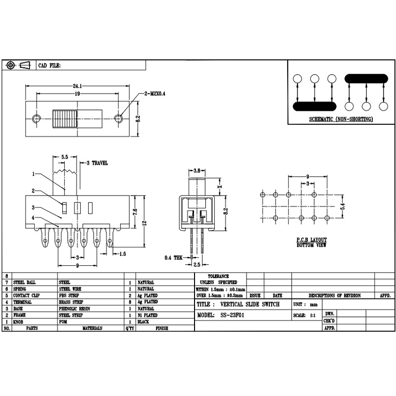 Kippschalter SS23F10 Drei-Geschwindigkeitsschalter für LED -Lichtfarbe Temperatureinstellung und hoch-Speed ​​-Haartrocknermotor