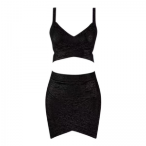 Sommer Gold bedruckter Strickkamisole, Hüftwackelrock -Set