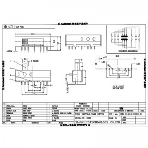 Slide Switch SS16D03 Single-Reihe 7-Pin -Schaltschalter, Lampentemperatur und Farbeinstellungslampe Vertikaler Umschaltschieberschalter