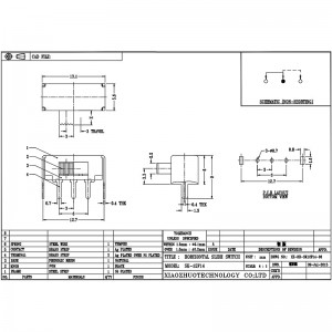 Slide Switch SK12F14 Seite-Horizontale Schalter, Deckenlampenseite ziehen-Pull -Schieberschalter, Single-Reihe 3-Pin vertikaler Schleifschalter