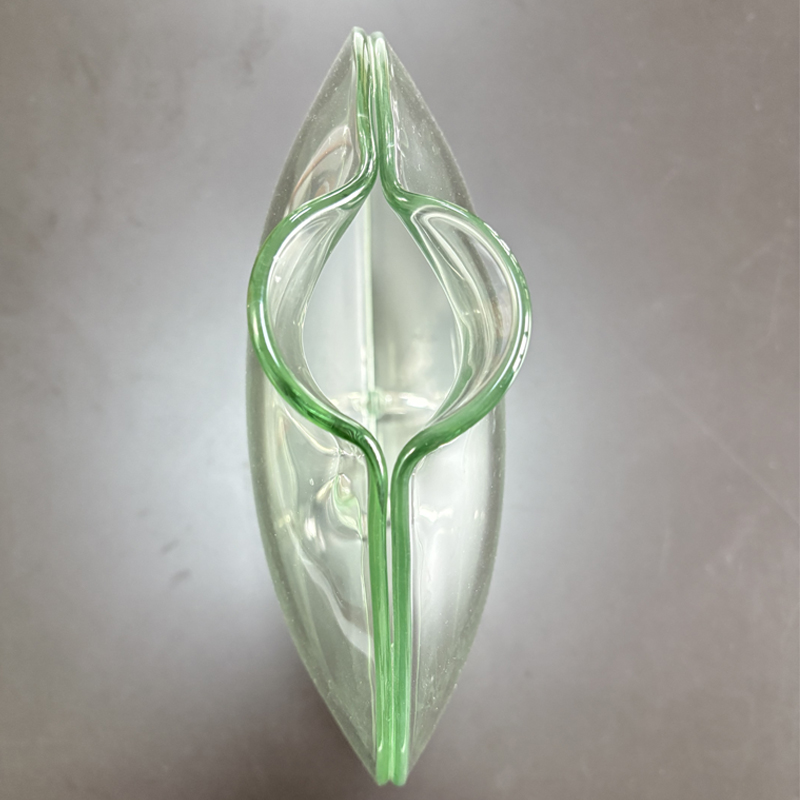 Zhongtai Edelstahl Fischmundform gebogen rund hoch-Transparenzvase mit 23 cm Metallbasis für die Blütenanordnung