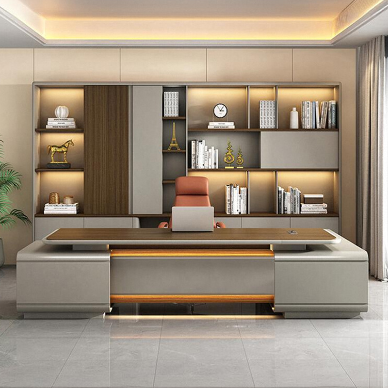 Modell DBT008 Chefschreibtisch, Präsident/Chairman-Büroschreibtisch, großer Premium-Managerschreibtisch mit Bürostuhl-Set für Manager\'s Büro