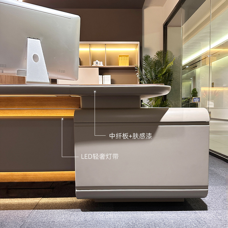 Modell DBT008 Chefschreibtisch, Präsident/Chairman-Büroschreibtisch, großer Premium-Managerschreibtisch mit Bürostuhl-Set für Manager\'s Büro